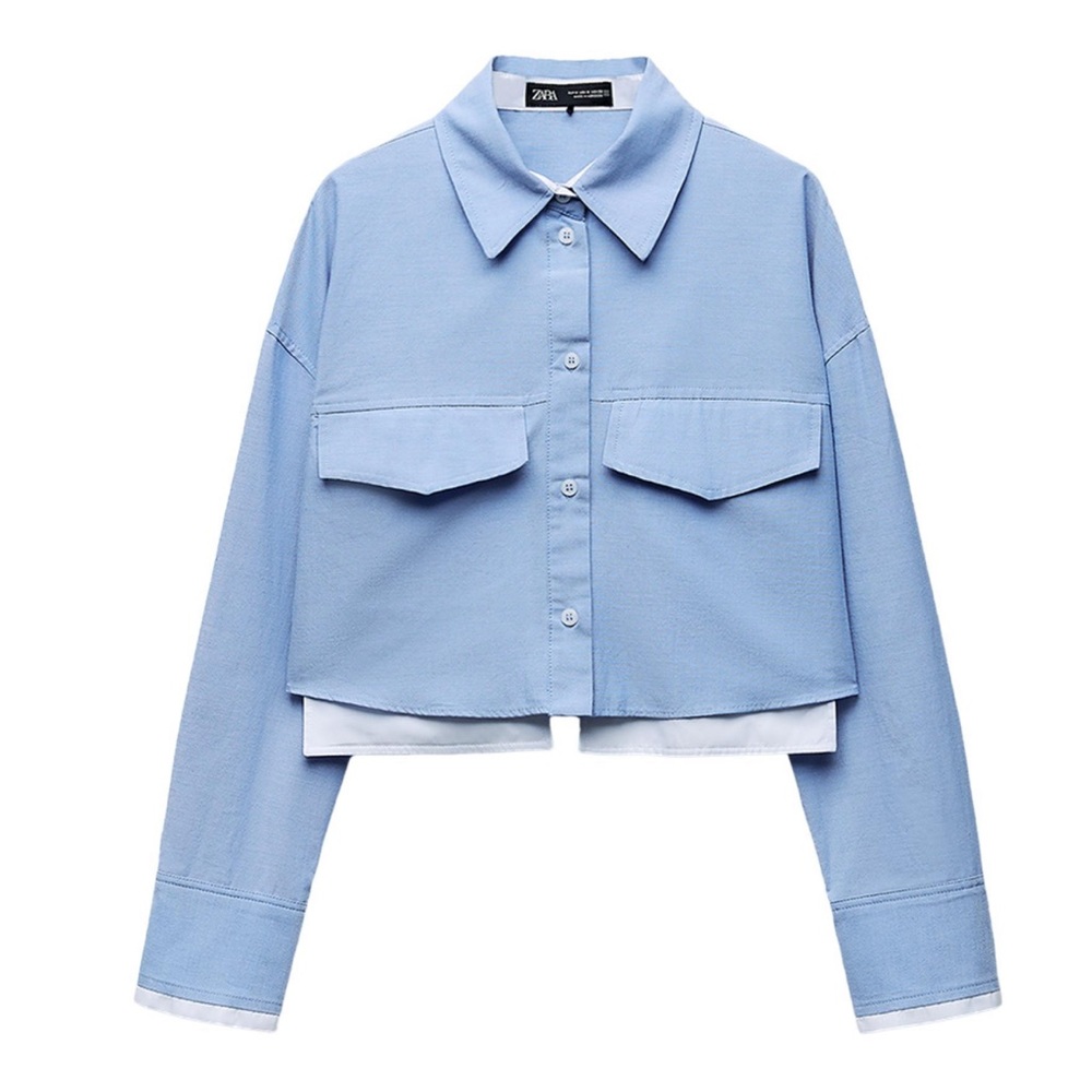 🩵Zara cropped oxford shirt 🩵 Brand new with tags